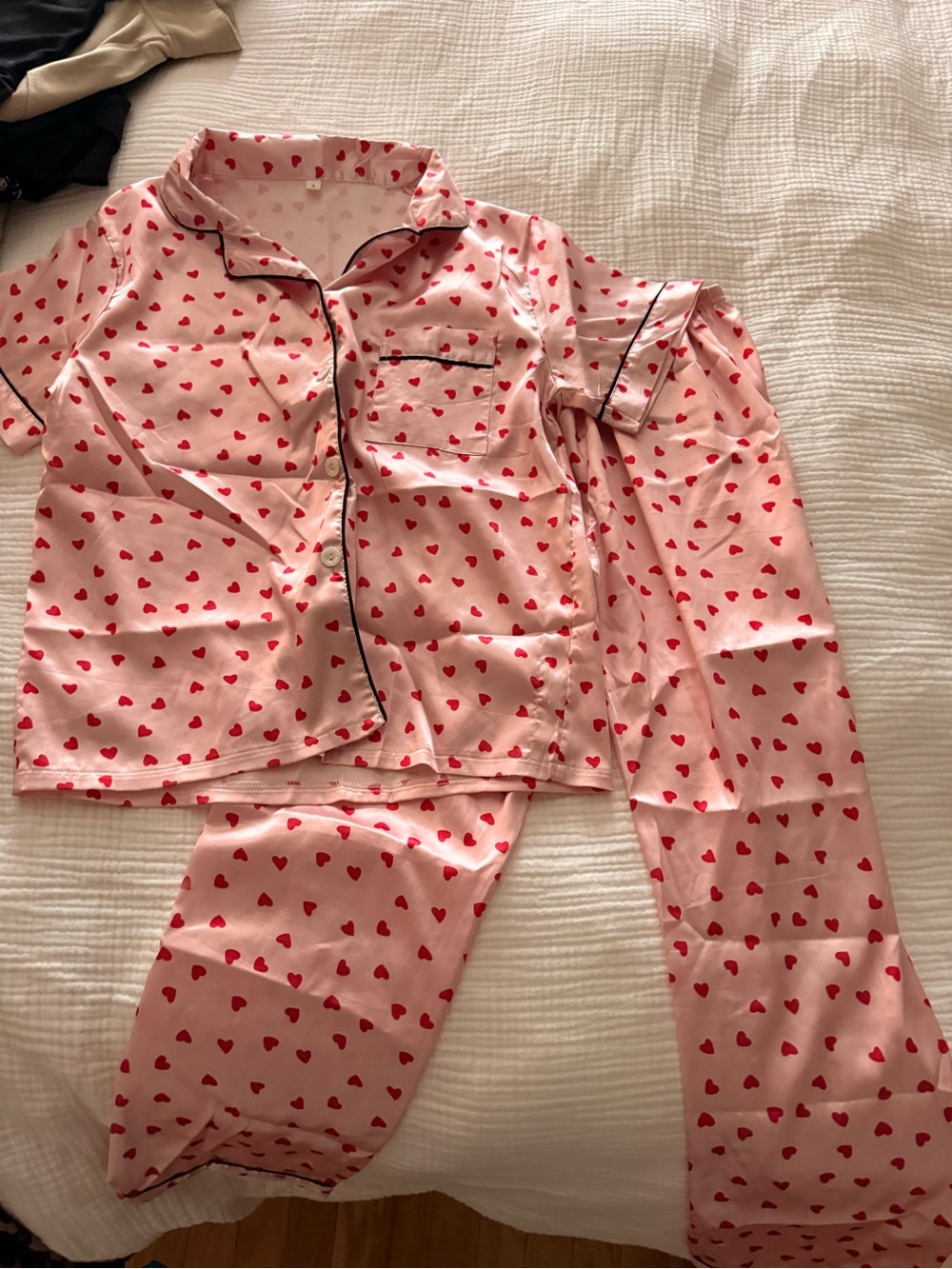 satin women’s heart pj’s